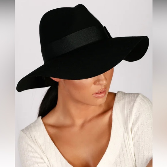 Brixton Piper Black Wool Floppy Brim Hat Size M NWT - Picture 3 of 14